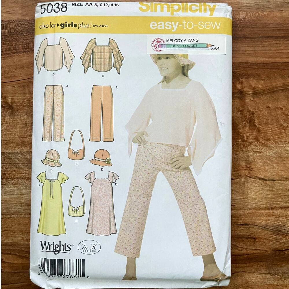 Vintage Y2K Simplicity 5038 Sewing Pattern XXS-S Top Hat Dress Purse COMPLETE